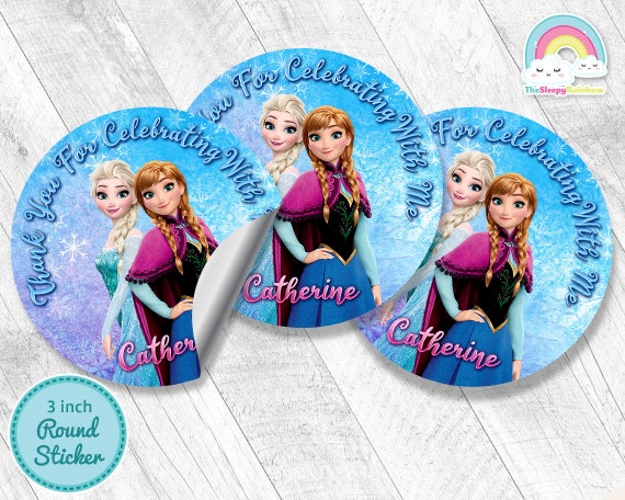 Frozen Elsa Anna 3 inch round sticker Birthday Party Favor Tags Frozen 3  inch circle Sticker Treats Tags Thank you Label