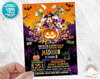 Mickey Mouse Halloween Birthday Party Invitation Mickey Happy Halloween Birthday Party Invite
