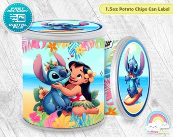 Lilo and Stitch Birthday Party Potato Chips Tin Wrapper Lilo Stitch Potato Chips Tin Can Printable Decoration
