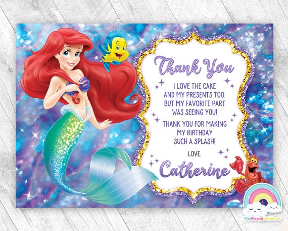 Carte de remerciement d'anniversaire de la petite sirène Carte de  remerciement d'anniversaire de la princesse sirène Ariel -  Canada