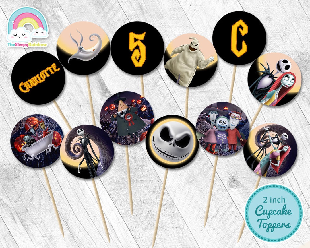 The Nightmare Before Christmas Cupcake Toppers 2 Inch Round Birthday ...