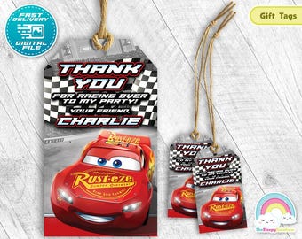 Autos Geburtstagsparty Rennauto Lightning McQueen Mater Favor Anhänger Geschenkanhänger Leckereien Tags Danke Label Dekoration