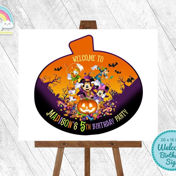 Mickey Mouse Halloween Welcome Birthday Sign Mickey Spooky Halloween Door Sign Poster Birthday Party