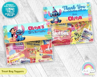 Lilo and Stitch Birthday Party Treats Bag Label Stitch Favor plastic Bag Toppers Printable Decoration