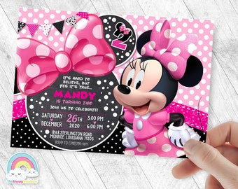 Minnie Mouse Invitation Birthday Invite Party Minnie Chalk Invites Minnie Mouse Chalk Bowtique Birthday Bow Invitations