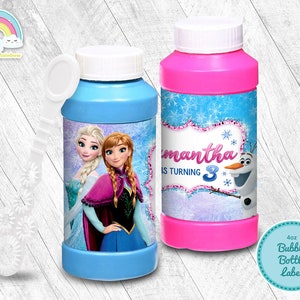 Frozen Elsa Anna Birthday Party 4 oz Bubble Bottle Label Frozen Standard Bubble Bottle Label Printable
