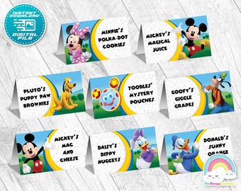 Mickey Mouse Food Tent Birthday Party Printable Clubhouse Label 8 Designs Editable Instant Download