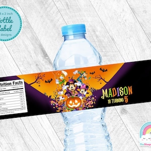 Mickey Mouse Halloween Birthday Party Bottle Label Mickey Mouse Halloween Water Bottle Wrapper Label Printable