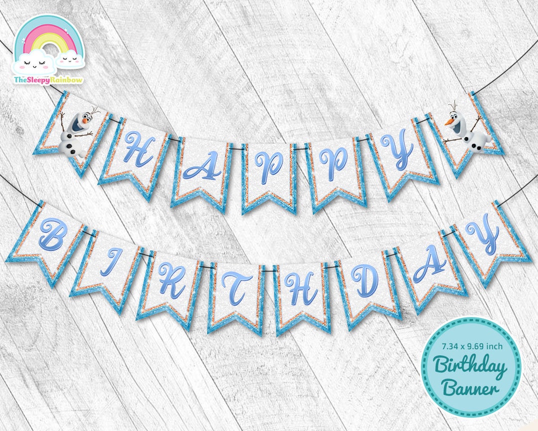 Frozen Olaf Happy Birthday Banner Garland Frozen Birthday Banner ...