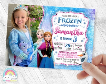 Frozen Invitation Birthday Invite Party Glitter Beautiful Elsa Anna Olaf FROZEN Invites with your child's picture