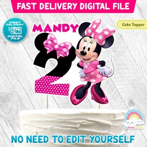 Minnie Mouse Bowtique Birthday Party Cake Toppers Minnie Mouse Pink Bow tique Printable Birthday Cake Toppers Decoration