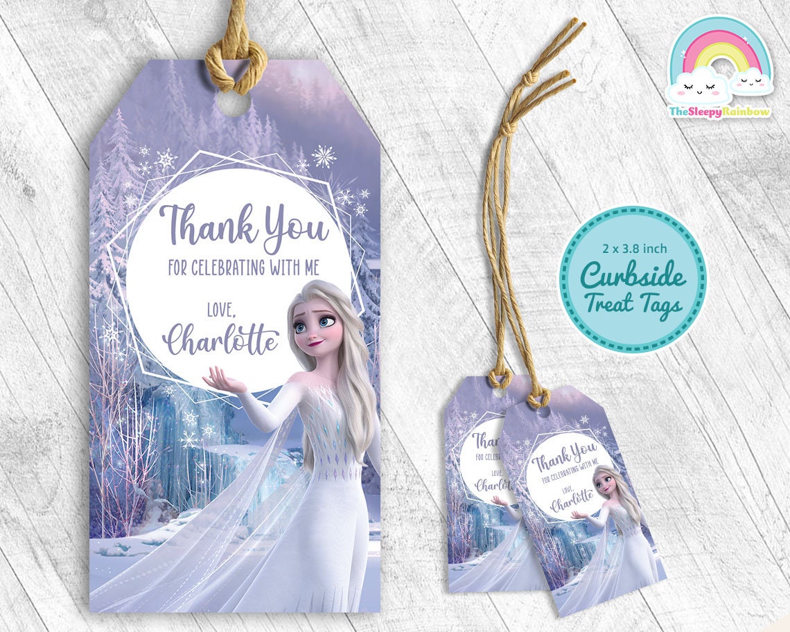 Elsa White Dress Frozen Birthday Party Favor Tags Elsa Frozen