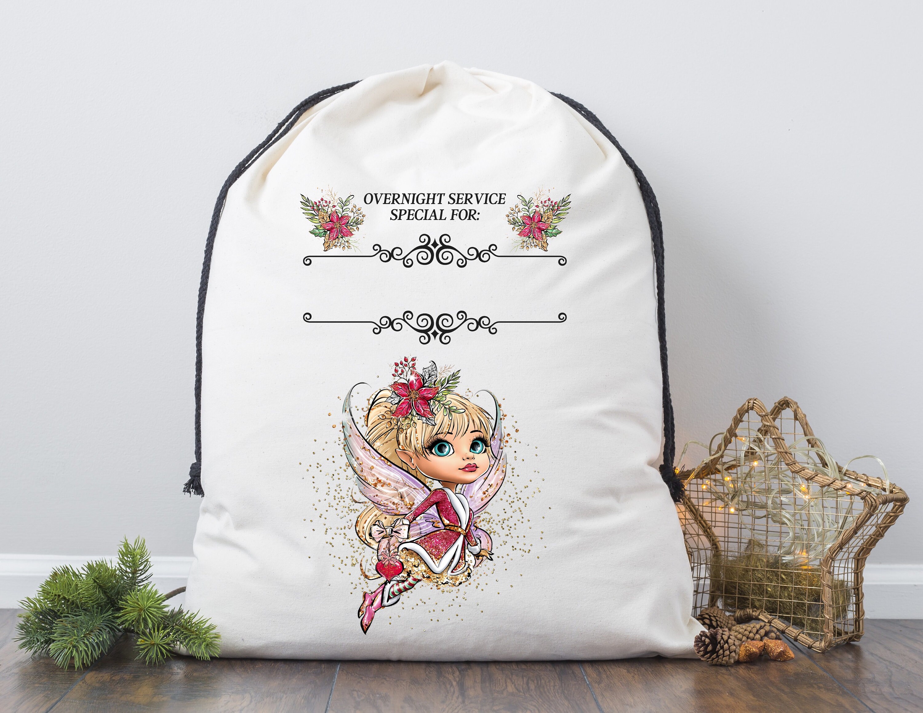 Grand sac de fée de Noël personnélisé | Etsy