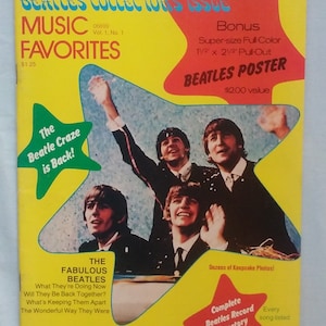 Music Favorites, Vol 1, No 1, Beatles Collectors, Issue, Bonus Poster, 18 x 30, Full Color, Record Directory, Beatle Craze, Is Back,