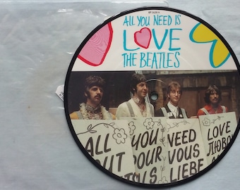 The Beatles, A side, All You Need Is Love, B side, Baby You're A Rich Man, Parlophone, Northern Songs, 1967, Live Image in Vinyl,