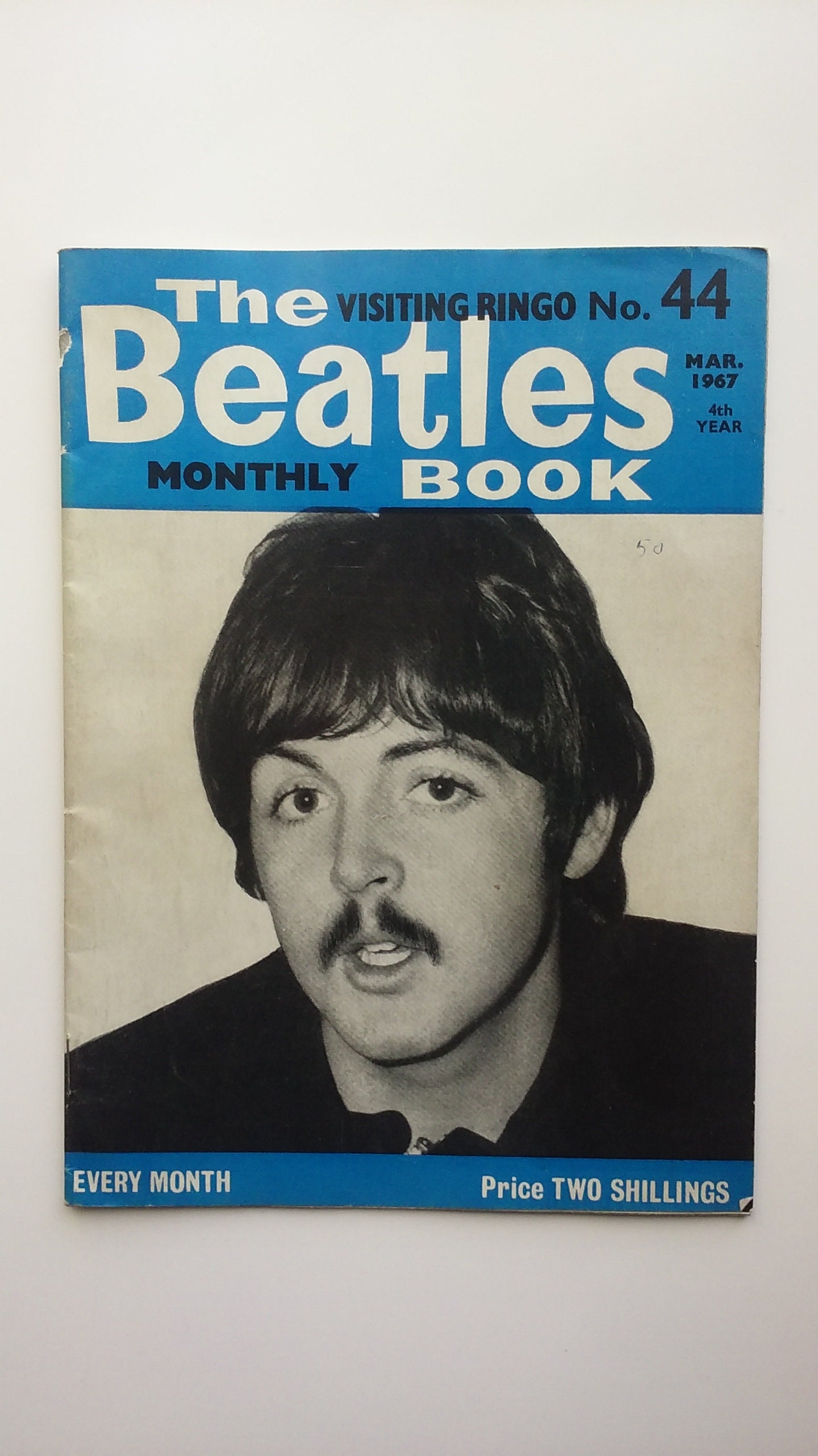 The Beatles, Monthly Book, Fan Club, No 44, Visiting Ringo, Two Shillings,  March 1967, John Lennon, on back cover,