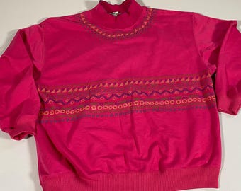 Bluza damska Belvedere z geometrycznymi kwiatowymi wzorami w kolorze różowym z lat 90. – vintage