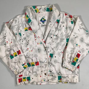Vintage 80s/90s Maximalist Abstract Geometric Pop Art Jacket - All Over Print, Size Medium