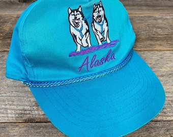 Broderad vintagehatt med Alaska slädhund: Snapback-keps från 80-/90-talet