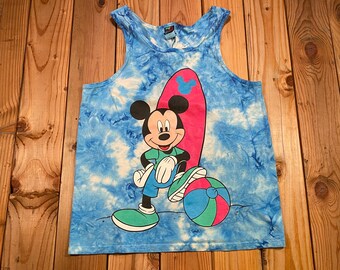 Vintage 90er Jahre Mickey Unlimited Blau Batik Tank Top / Disneyland Outfit / Einheitsgröße