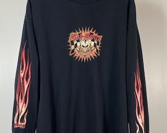 Vintage Bad Bones Skull Flame T-shirt met lange mouwen XL