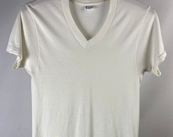 1960s Towncraft Penneys Plain White Tee | Basic V Neck | Soft See Thru | Heritage Clothing | Streetwear