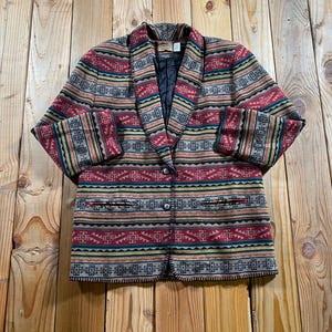 Vintage 1980s Pendleton Knockabouts Southwestern Wool Blanket Jacket Concho Buttons