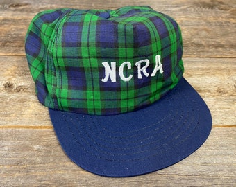 Vintage 90s Plaid Snapback Hat: NCRA Embroidered Cap, Made in USA