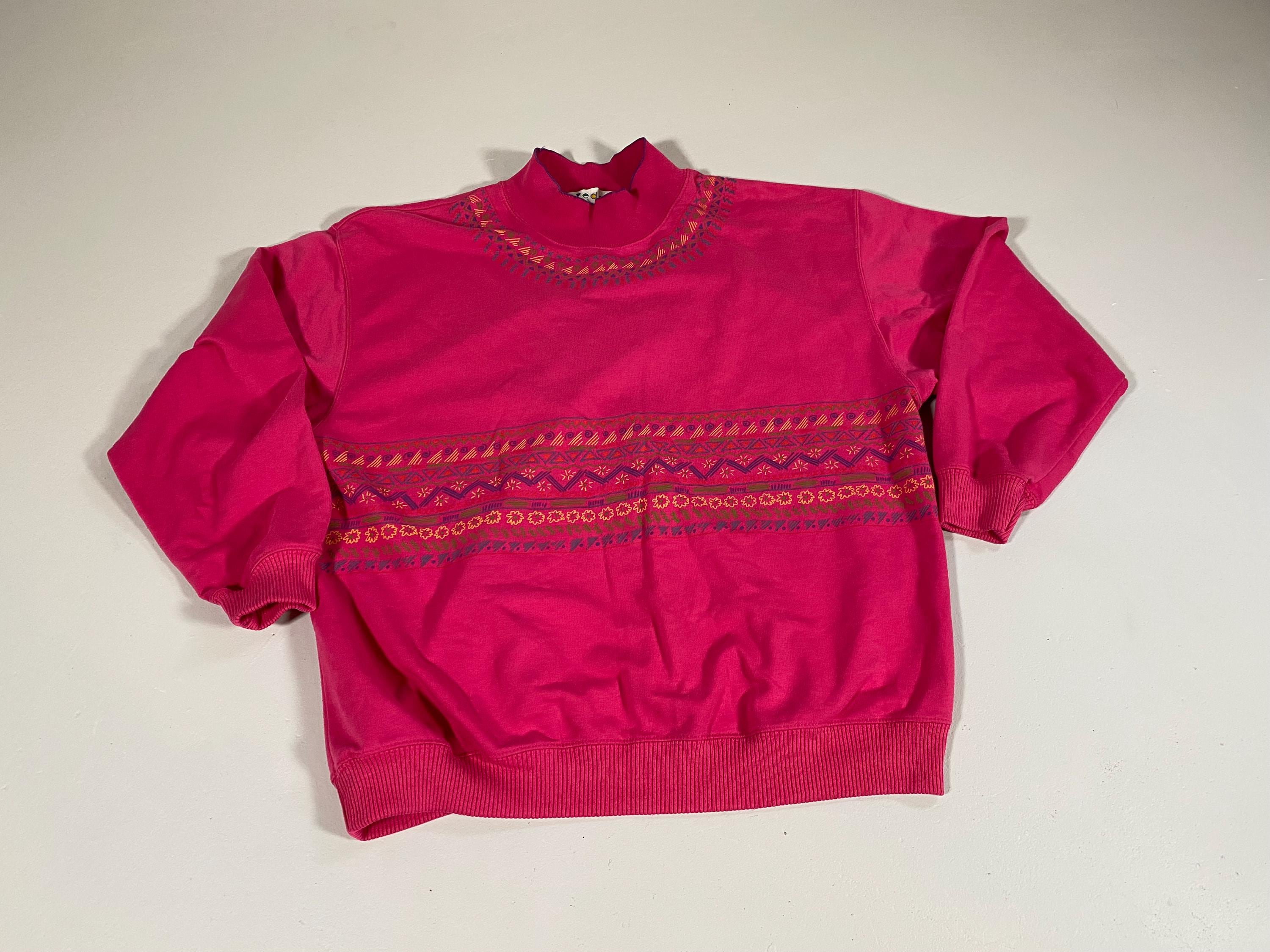 90s Belvedere Geometric Floral Pink Sweatshirt - Vintage Womens 