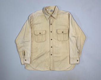 Vintage Woolrich Chamois Button Down Shirt, 70s Heavyweight Cotton Work Wear