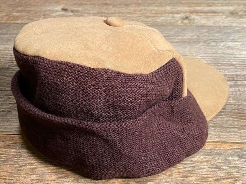 Vintage Goorin Bros. jaktkeps i kamelmocka från 1970-talet med stickade öronflikar - Herrstorlek Medium bild 8