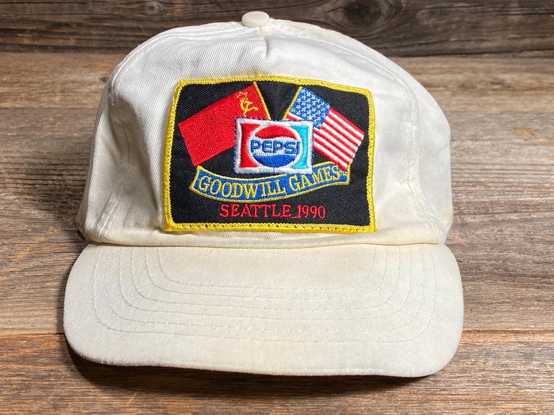 1990 Pepsi Goodwill Games Embroidered Patch Dirty White Distressed Hat ...