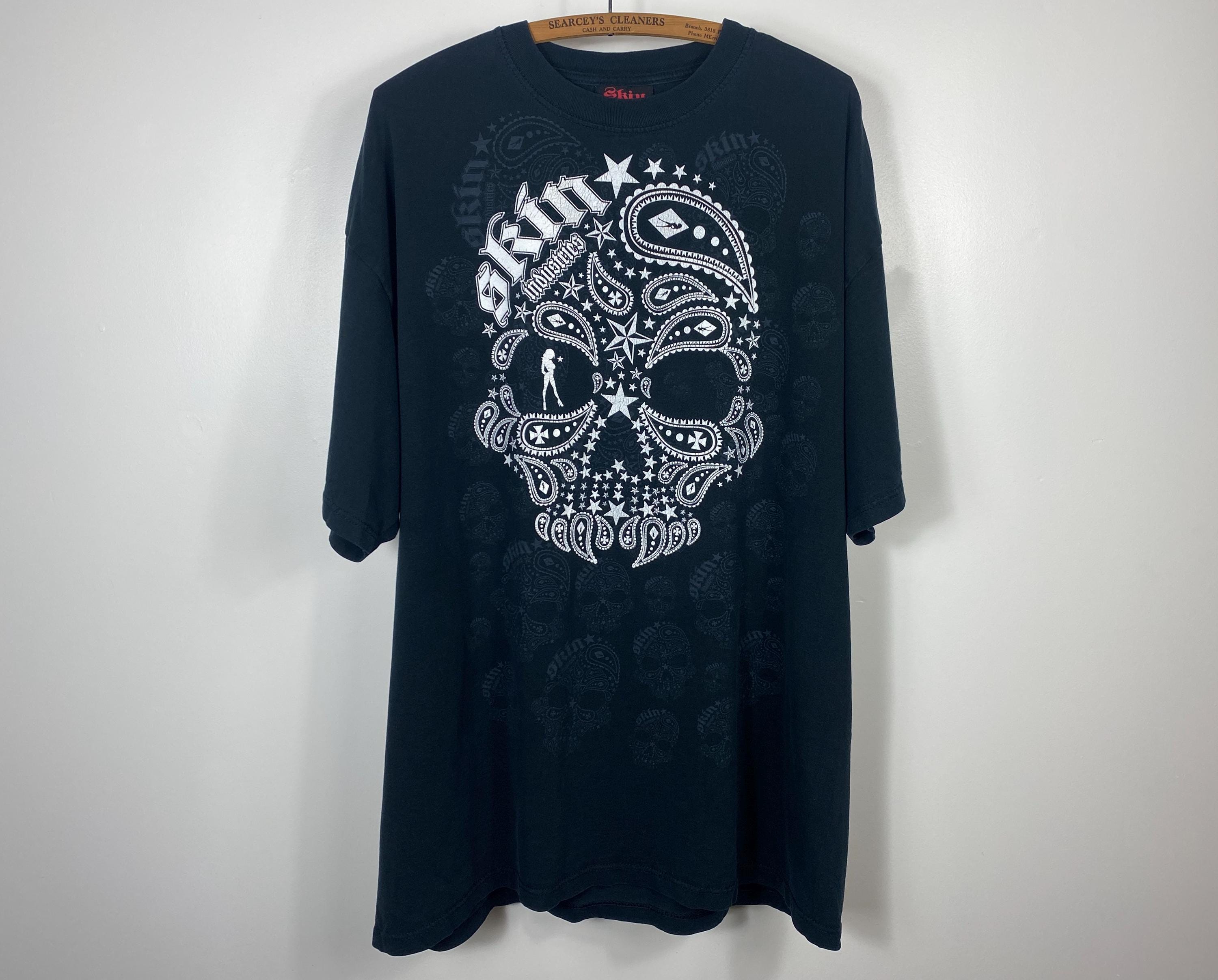 Vintage Skin Industries Skull T-shirt XXL - Y2K Motocross Punk - Etsy