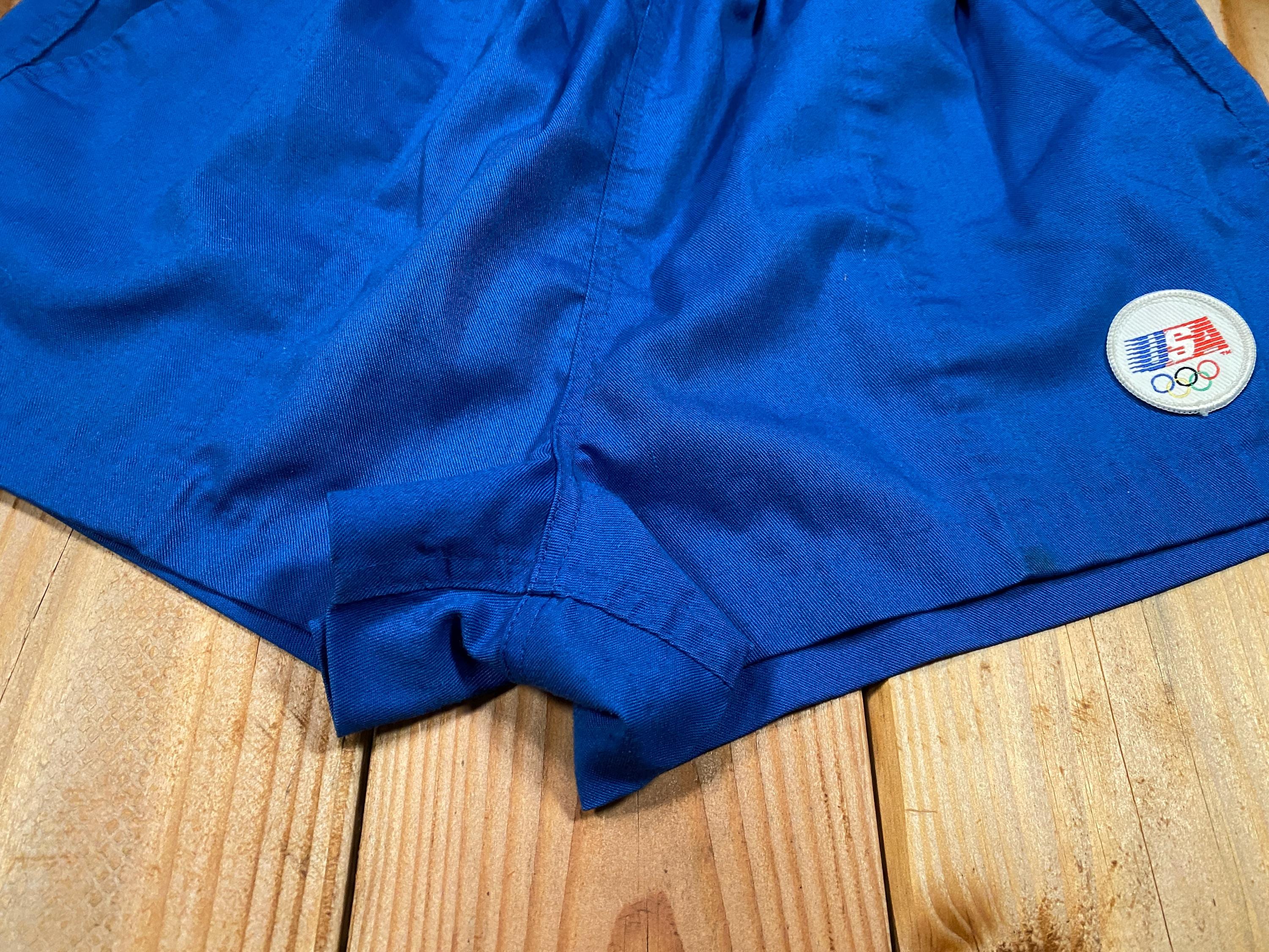 Vintage 1984 Levis Team USA Olympic Running Shorts Blue Nylon Size