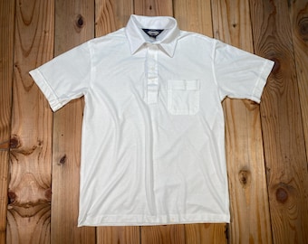 Polo blanc Towncraft Church vintage des années 70, 80, presse-papier fin et doux, moyen