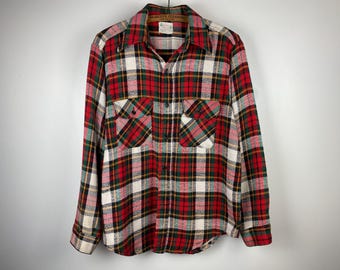 Vintage Five Brother Buffalo Plaid Flannel Shirt Jacket – 100% Cotton Heavyweight Tartan Shacket