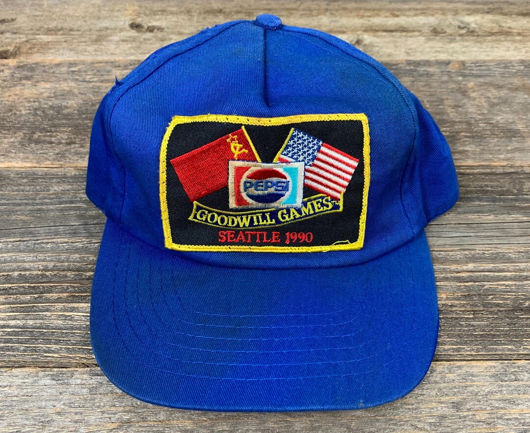 【80s 】ベースボールキャップ　トレフォイル　台湾　vintage VTG Pepsi Goodwill Games Seattle 1990 Blue Snapback Hat Cap