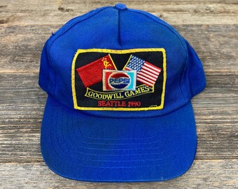 VTG Pepsi Goodwill Games Seattle 1990 Blue Snapback Hat Cap