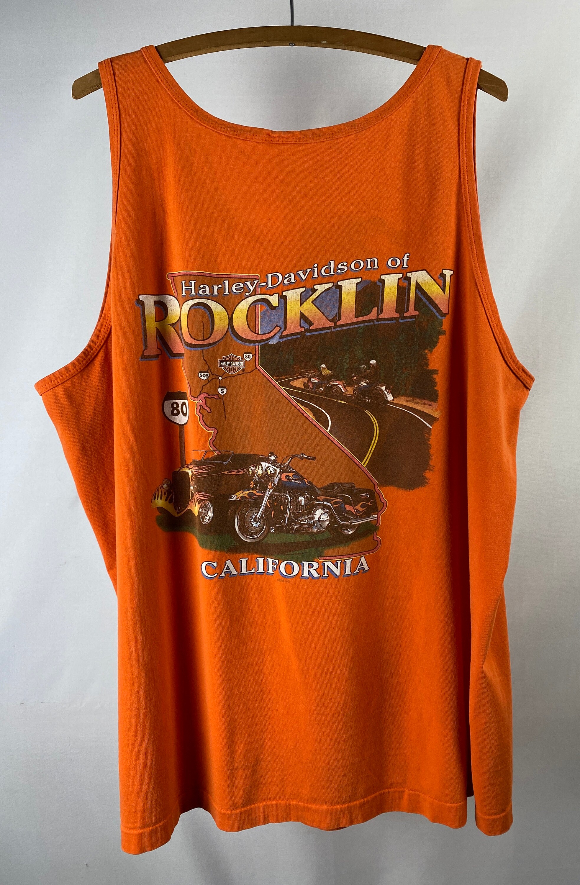 バイクウェア・装備 Harley-Davidson tank top vintage 2002 Harley Davidson Orange Tank Top - Rocklin California