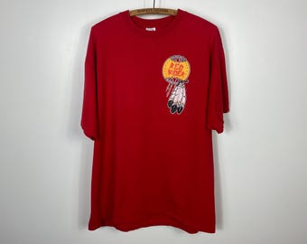 1990s Red Rider Indian Motorcycle Club T-Shirt | Double Sided | Vintage Biker Tee | 100% Cotton