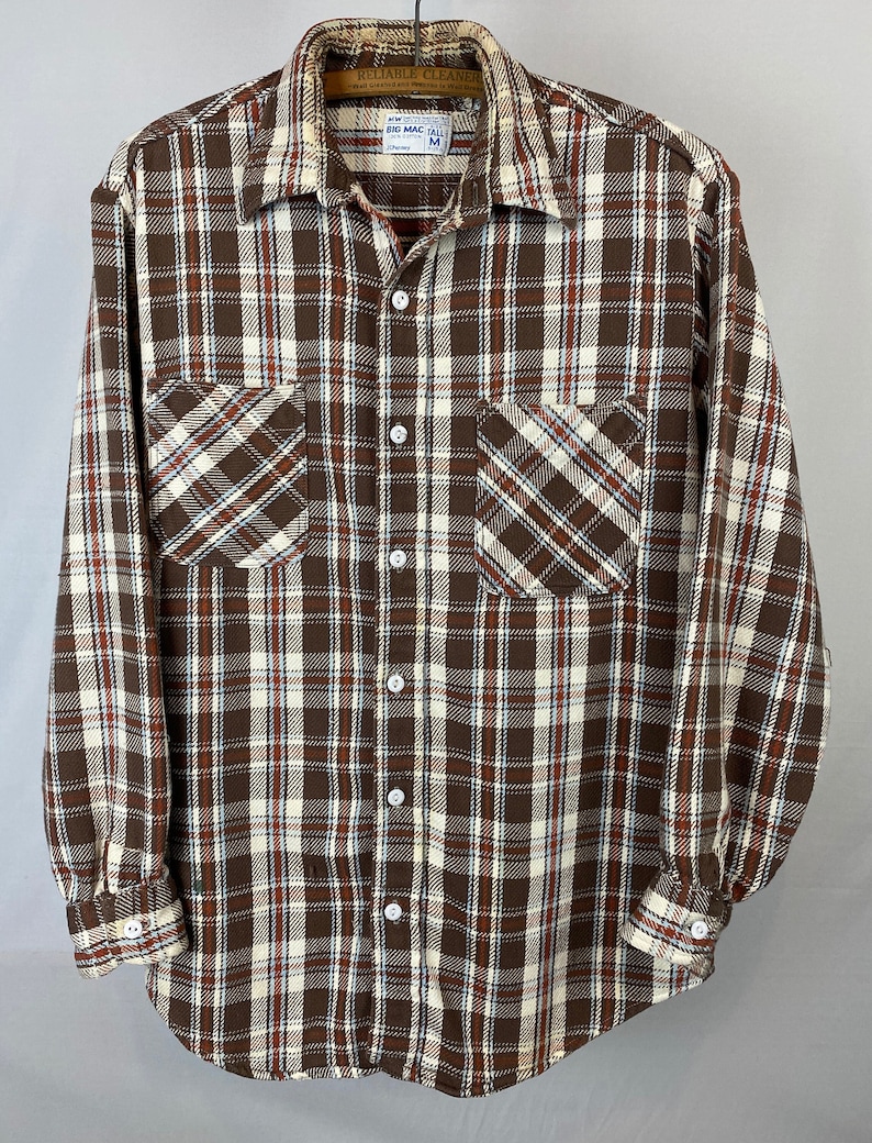 Early 1970s Jcpenney BIG MAC Plaid Flannel Shirt Jacket Heritage Clothing Made in USA