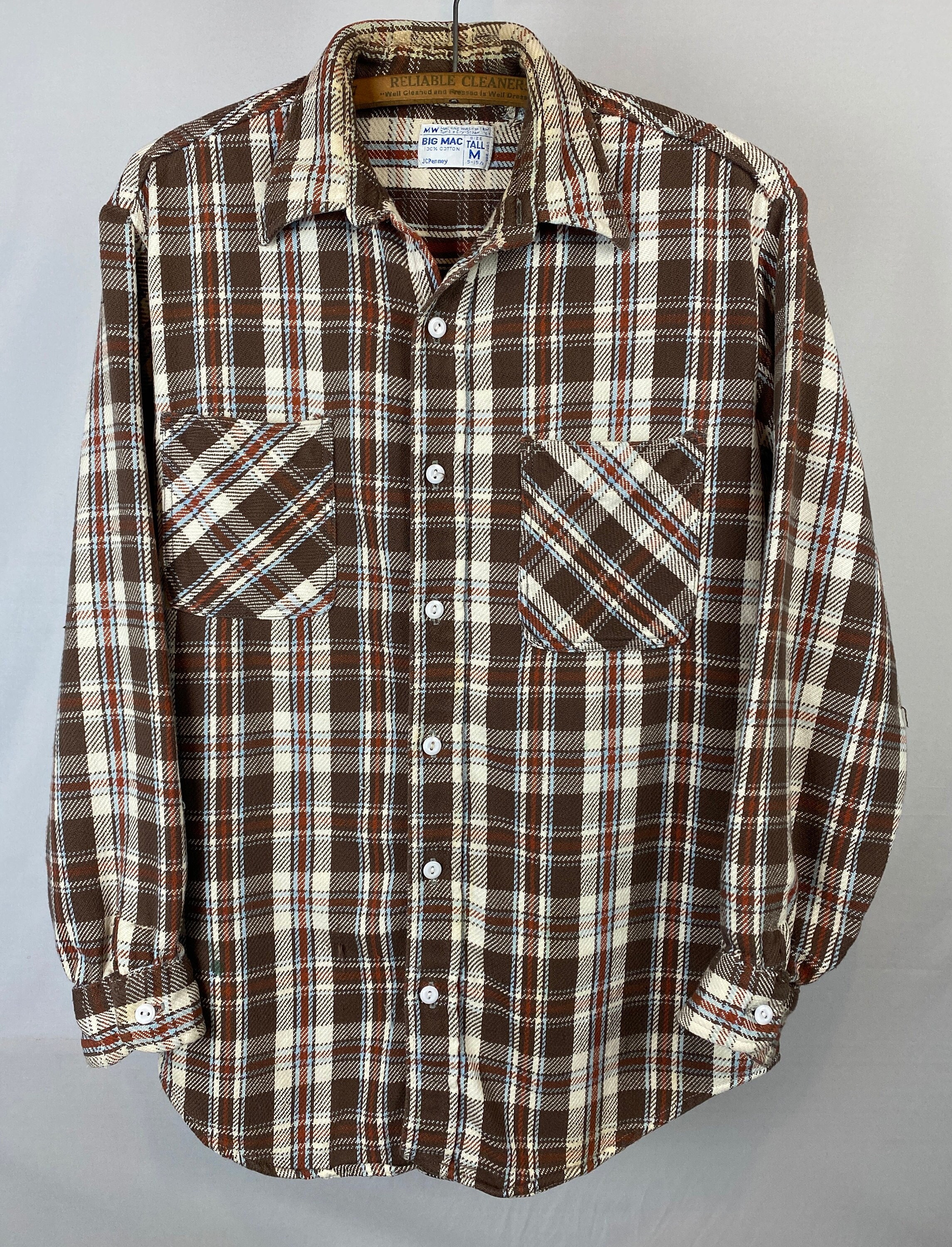 Early 1970s Jcpenney BIG MAC Plaid Flannel Shirt Jacket | Heritage 