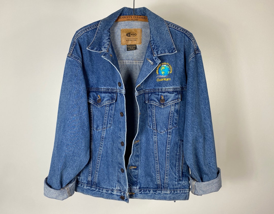 90s Vintage Embroidered Earth Denim Jean Jacket | Heritage