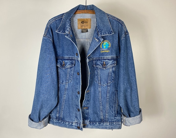 90s Vintage Embroidered Earth Denim Jean Jacket | Heritage