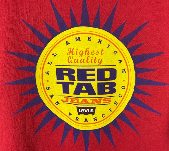 90s Levis Red Tab Jeans Starburst Graphic T-Shirt… - image 6