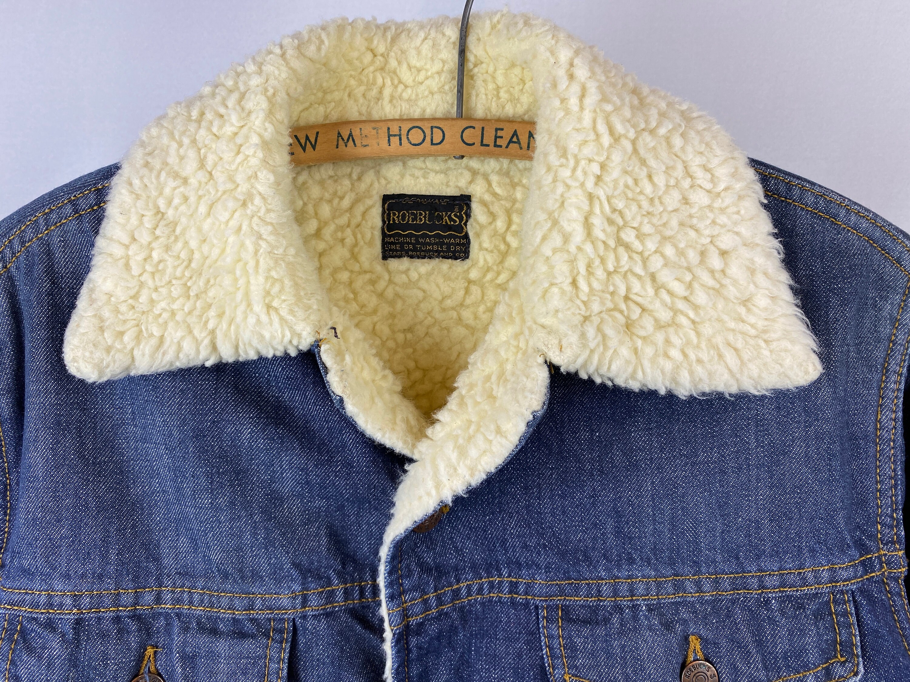 70s/80s Roebucks Sherpa Lined Denim Jacket - Vintage Western