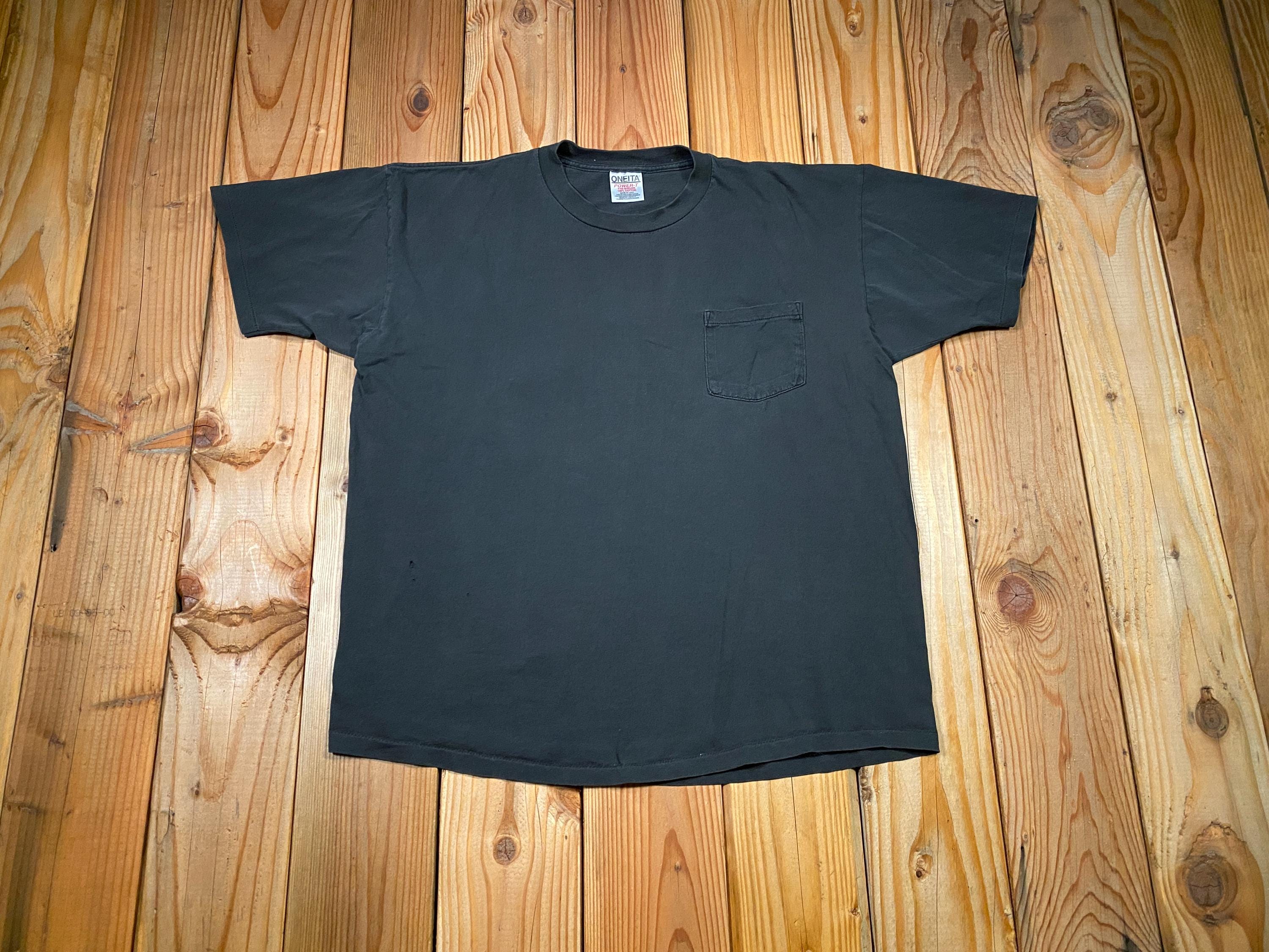 Vintage 90s BRAGG Crane Service Faded Black Boxy-fit Pocket Tee