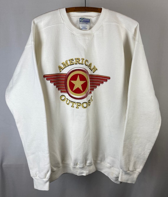 1990s American Outpost White Crewneck Sweatshirt |
