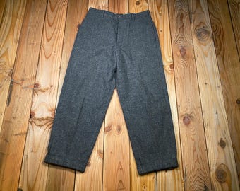 Vintage 90s J. Crew Oarsman Label Charcoal Grey Wool Dress Trousers, 34 x 28