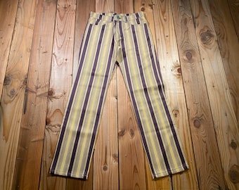 Vintage 90s Couture Boho Striped Jacquard Pants - Purple/Gold 30x33